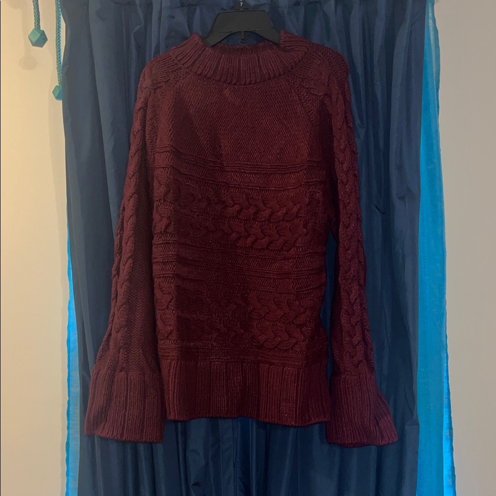 St. John's Bay Cable Knit Turtleneck Sweater - Deep Red